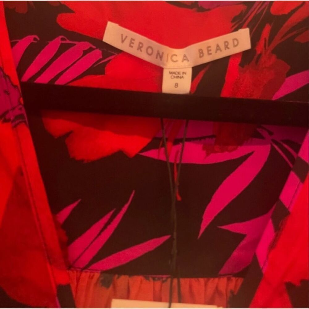 Veronica Beard Pevero floral stretch-silk top size 8 NWT red black - Picture 10 of 13
